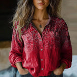 Sophie Boho Paisley Print Button-Front Blouse