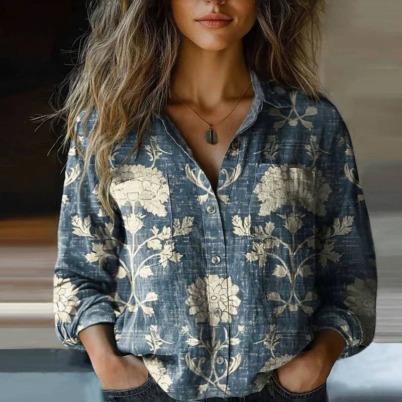 Sophie Boho Paisley Print Button-Front Blouse
