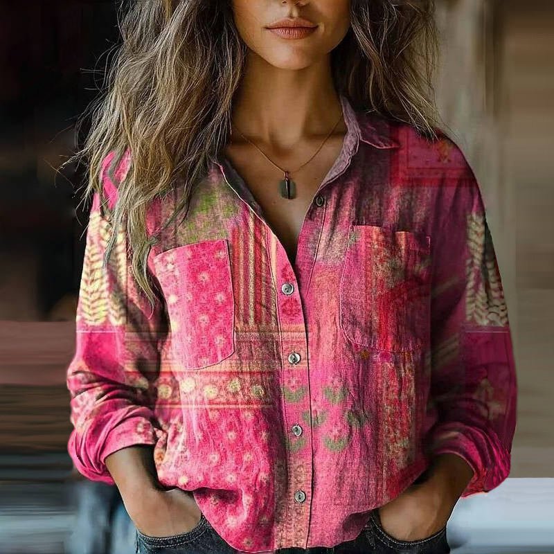 Sophie Boho Paisley Print Button-Front Blouse