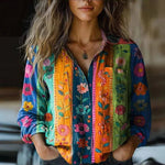 Sophie Boho Paisley Print Button-Front Blouse
