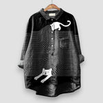 Luisa Long-Sleeve Shirt Blouse with Dog Print