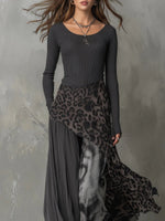 Amelie Leopard Print Ribbed Maxi Dress