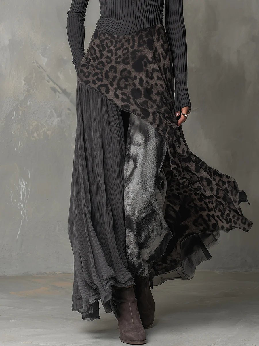 Amelie Leopard Print Ribbed Maxi Dress