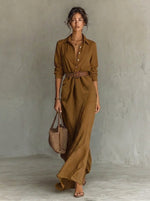 Katharina Belted Long Sleeve Maxi Dress