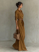 Katharina Belted Long Sleeve Maxi Dress