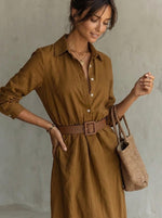 Katharina Belted Long Sleeve Maxi Dress