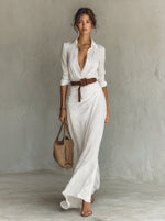 Katharina Belted Long Sleeve Maxi Dress