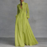 Sophie Stand Collar Flowy Maxi Shirt Dress