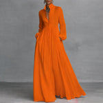 Sophie Stand Collar Flowy Maxi Shirt Dress
