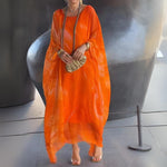 Sophie Long-Sleeve Flowing Crewneck Maxi Evening Dress