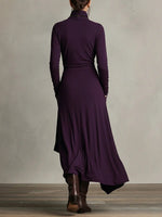 Luisa Long-Sleeve Turtleneck Maxi Dress with Asymmetric Hem