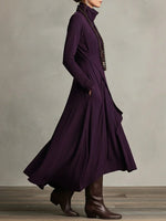 Luisa Long-Sleeve Turtleneck Maxi Dress with Asymmetric Hem