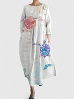 Greta Long-Sleeve Sea Creature Print Midi Dress