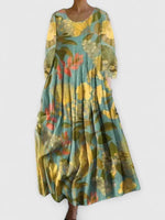 Greta Long-Sleeve Sea Creature Print Midi Dress