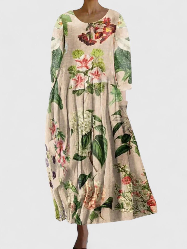 Greta Long-Sleeve Sea Creature Print Midi Dress