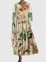 Greta Long-Sleeve Sea Creature Print Midi Dress