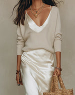 Johanna Knit Sweater and Satin Slip Midi Dress