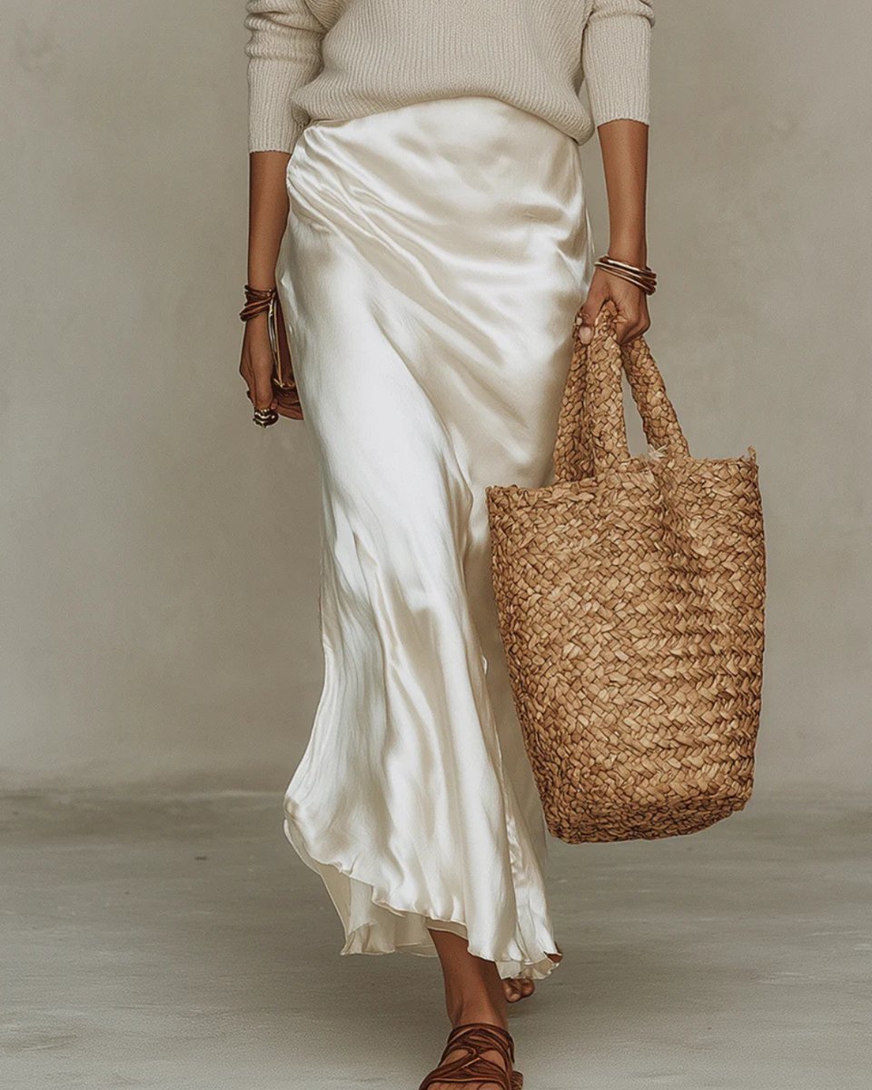 Johanna Knit Sweater and Satin Slip Midi Dress