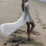 Marlene Long-Sleeve Backless Maxi Tunic Beach Dress