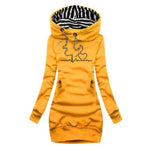 Elfriede Heartbeat Print Hooded Sweatshirt Dress