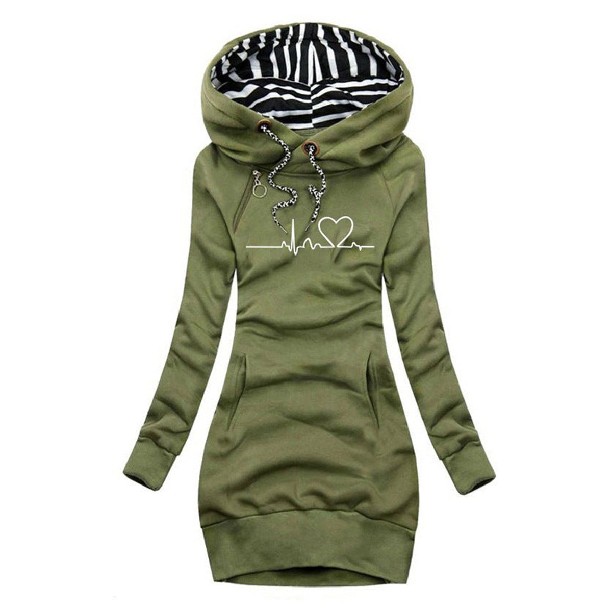 Elfriede Heartbeat Print Hooded Sweatshirt Dress