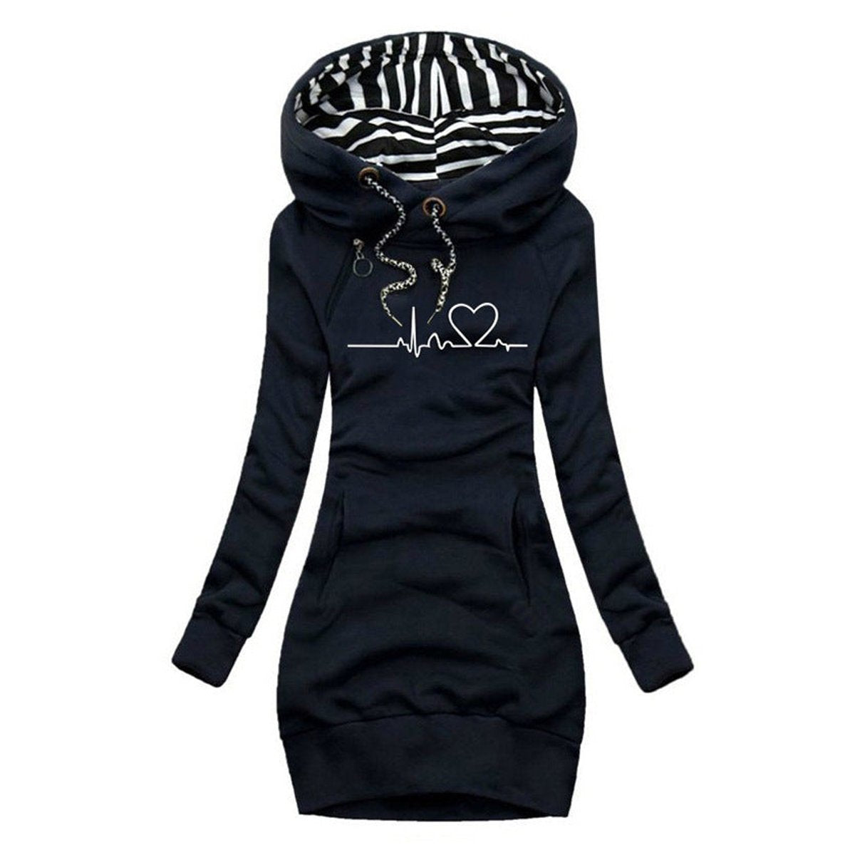 Elfriede Heartbeat Print Hooded Sweatshirt Dress