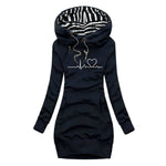 Elfriede Heartbeat Print Hooded Sweatshirt Dress