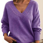 Greta Long-Sleeve V-Neck Cashmere-Blend Sweater