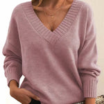 Greta Long-Sleeve V-Neck Cashmere-Blend Sweater