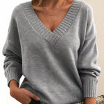Greta Long-Sleeve V-Neck Cashmere-Blend Sweater