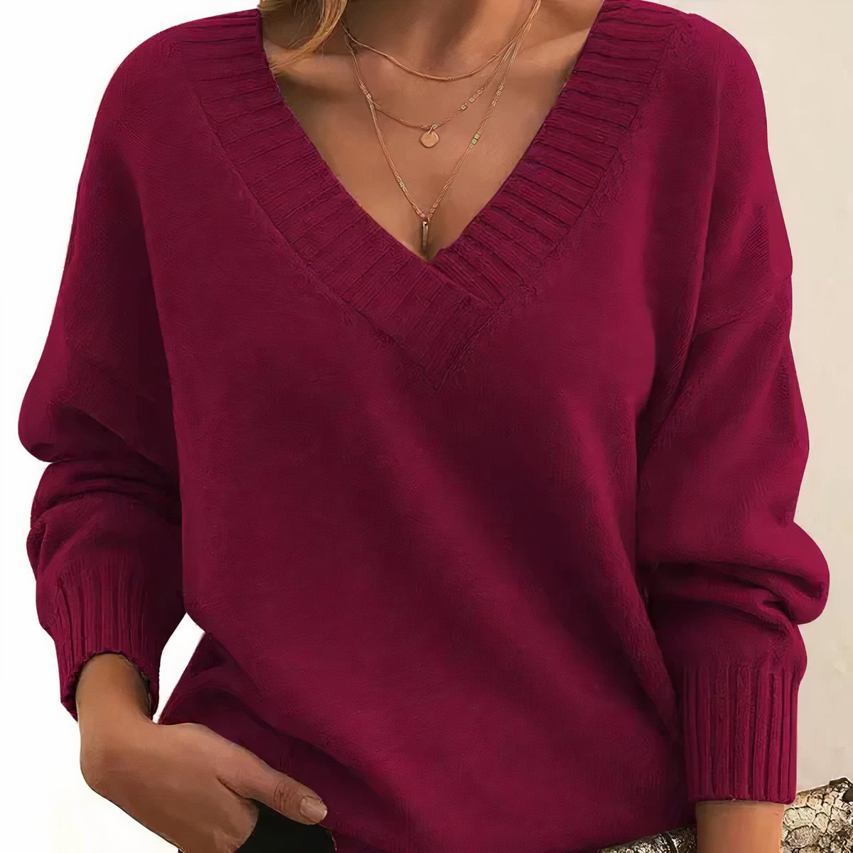 Greta Long-Sleeve V-Neck Cashmere-Blend Sweater