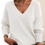 Greta Long-Sleeve V-Neck Cashmere-Blend Sweater