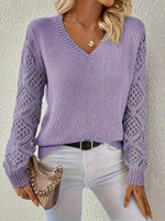Elisabeth V-Neck Open-Knit Sweater