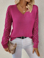 Elisabeth V-Neck Open-Knit Sweater