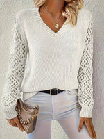 Elisabeth V-Neck Open-Knit Sweater