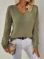 Elisabeth V-Neck Open-Knit Sweater