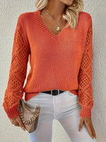 Elisabeth V-Neck Open-Knit Sweater