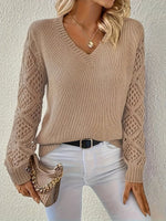 Elisabeth V-Neck Open-Knit Sweater