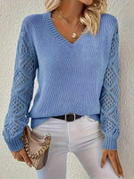 Elisabeth V-Neck Open-Knit Sweater