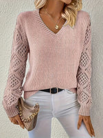 Elisabeth V-Neck Open-Knit Sweater