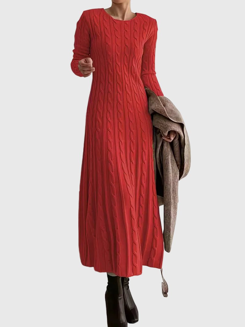 Greta Long Sleeve Cable Knit Maxi Dress