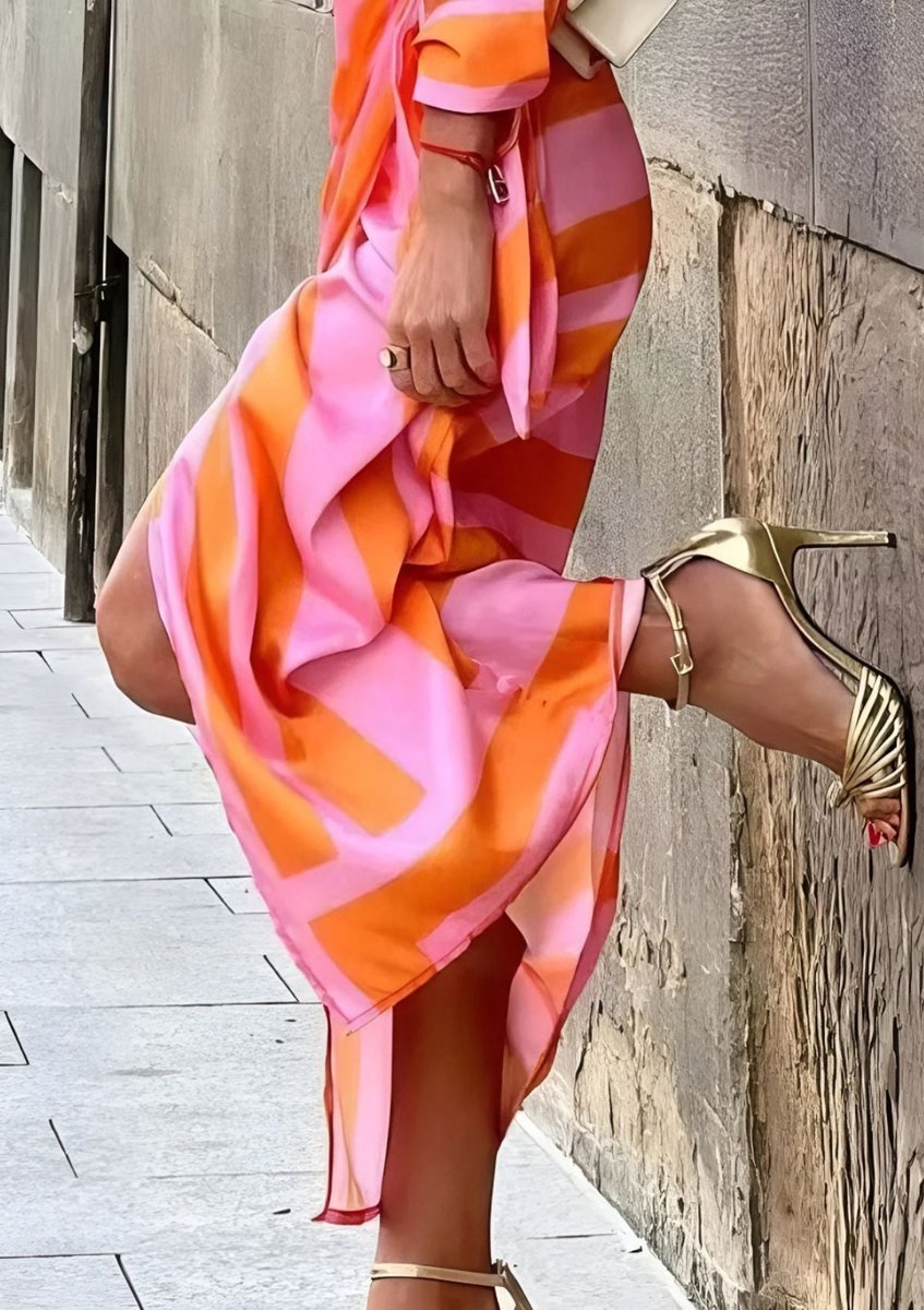 Annika Striped V-Neck Wrap Dress