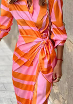 Annika Striped V-Neck Wrap Dress