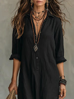 Nora Flowy Button-Front Maxi Shirt Dress