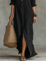 Nora Flowy Button-Front Maxi Shirt Dress