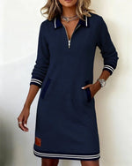 Emilia Zip Collar Midi Dress with Pockets