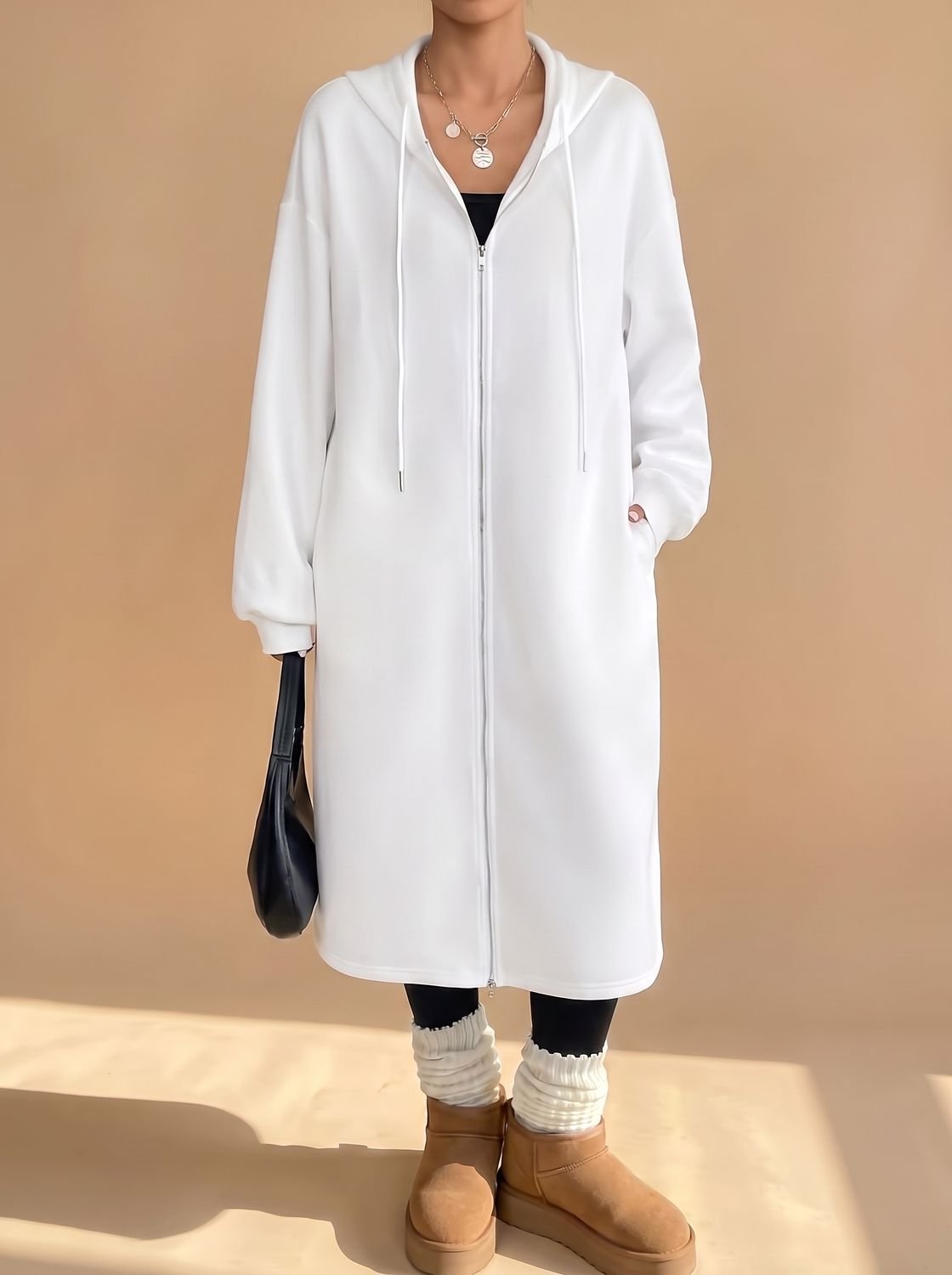 Frieda Longline Hooded Zip-Up Jacket
