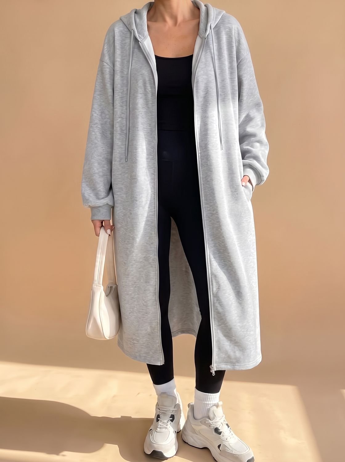 Frieda Longline Hooded Zip-Up Jacket