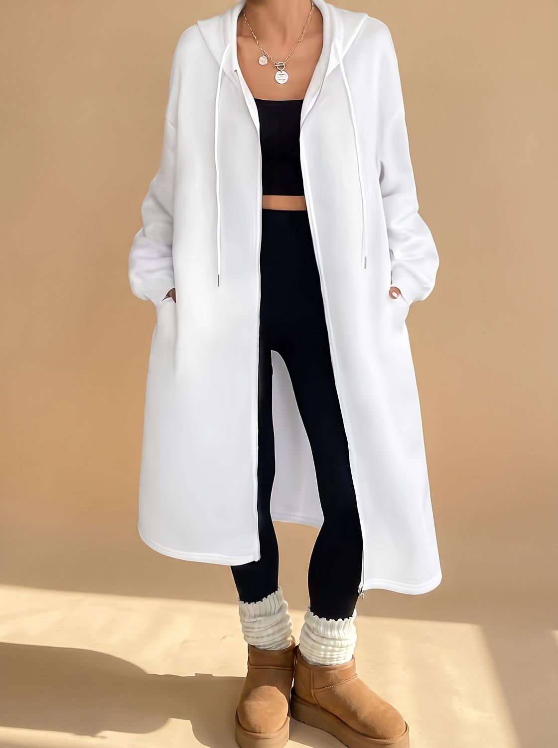Frieda Longline Hooded Zip-Up Jacket