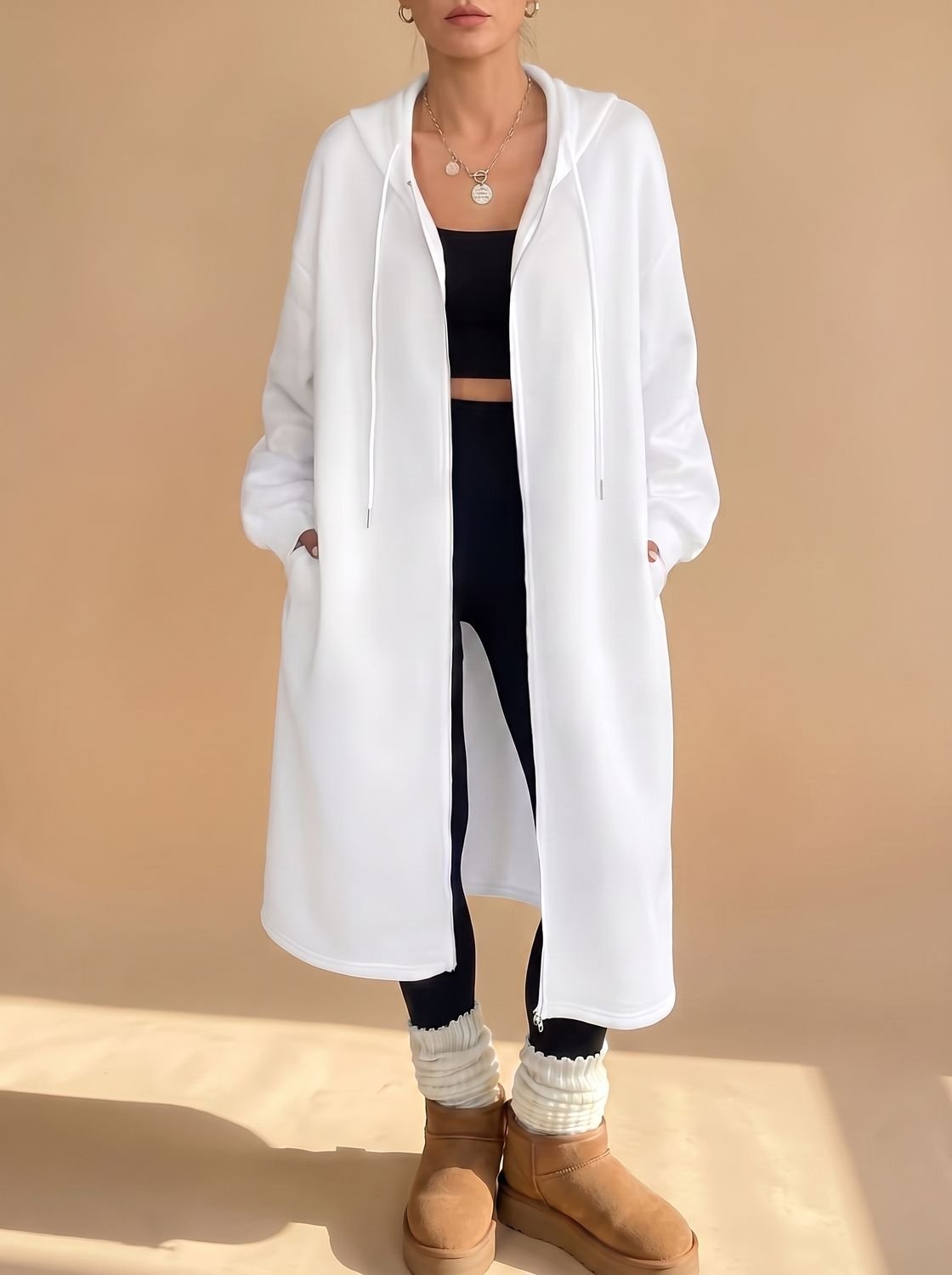 Frieda Longline Hooded Zip-Up Jacket
